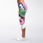 Hippie Siberian Husky Print Women's Capri Leggings