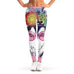 Hippie Siberian Husky Print Women's Leggings