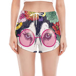 Hippie Siberian Husky Print Women's Split Running Shorts