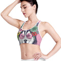 Hippie Siberian Husky Print Women's Sports Bra
