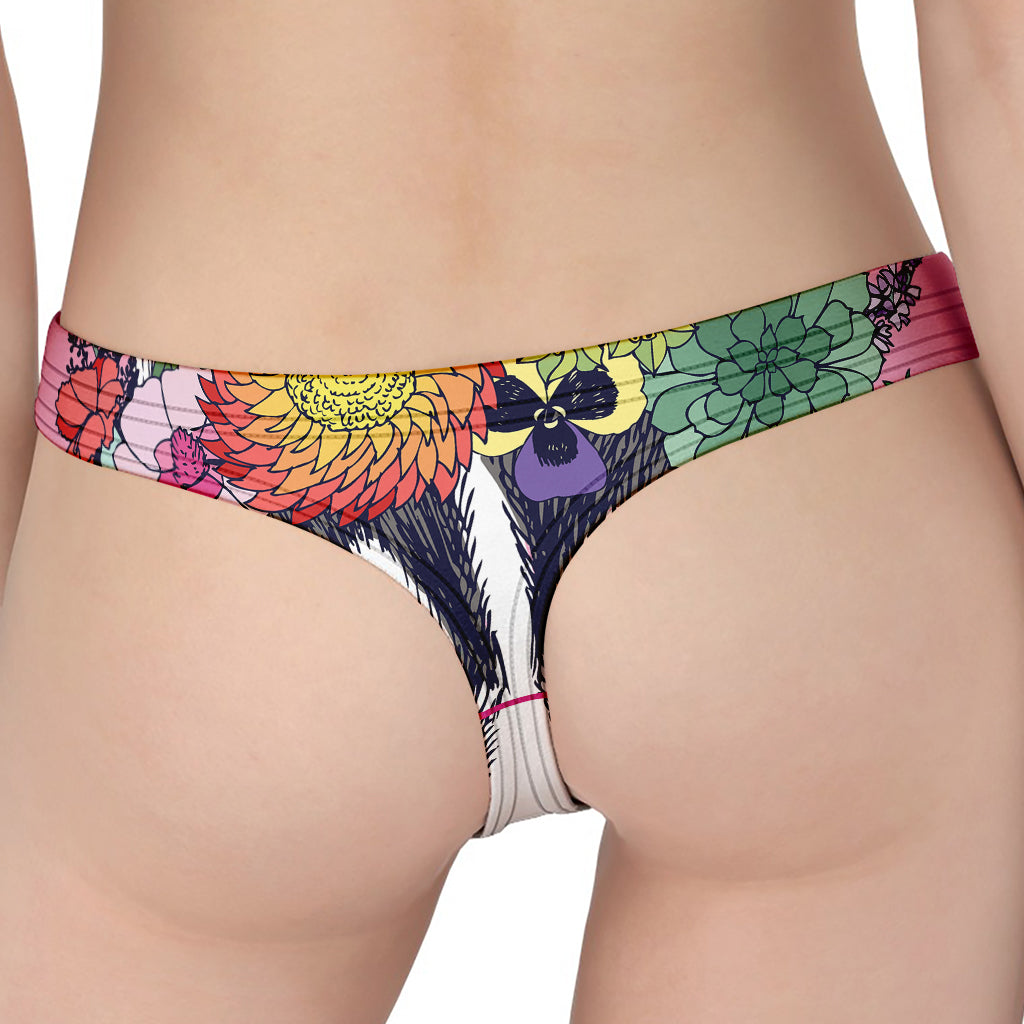 Hippie Siberian Husky Print Women's Thong