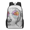 Hipster Beagle With Glasses Print 17 Inch Backpack