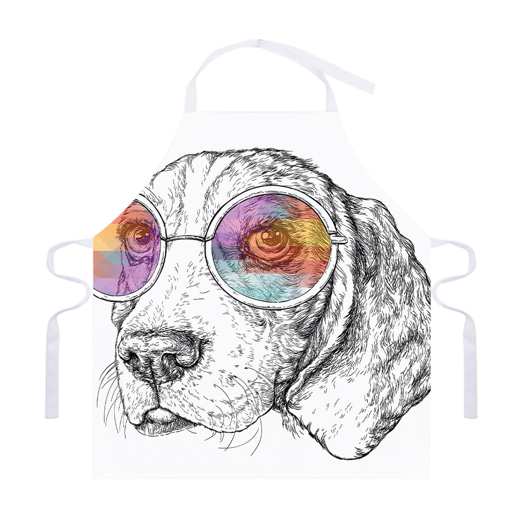 Hipster Beagle With Glasses Print Adjustable Apron