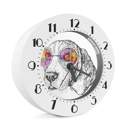 Hipster Beagle With Glasses Print Alarm Clock