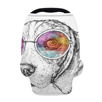 Hipster Beagle With Glasses Print Baby Seat Cover