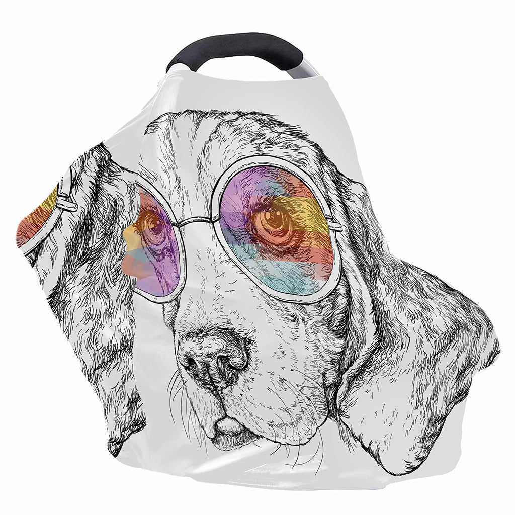 Hipster Beagle With Glasses Print Baby Seat Cover