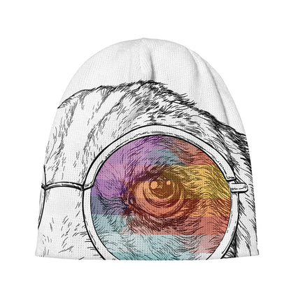 Hipster Beagle With Glasses Print Beanie