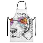 Hipster Beagle With Glasses Print Bib Apron With Pocket