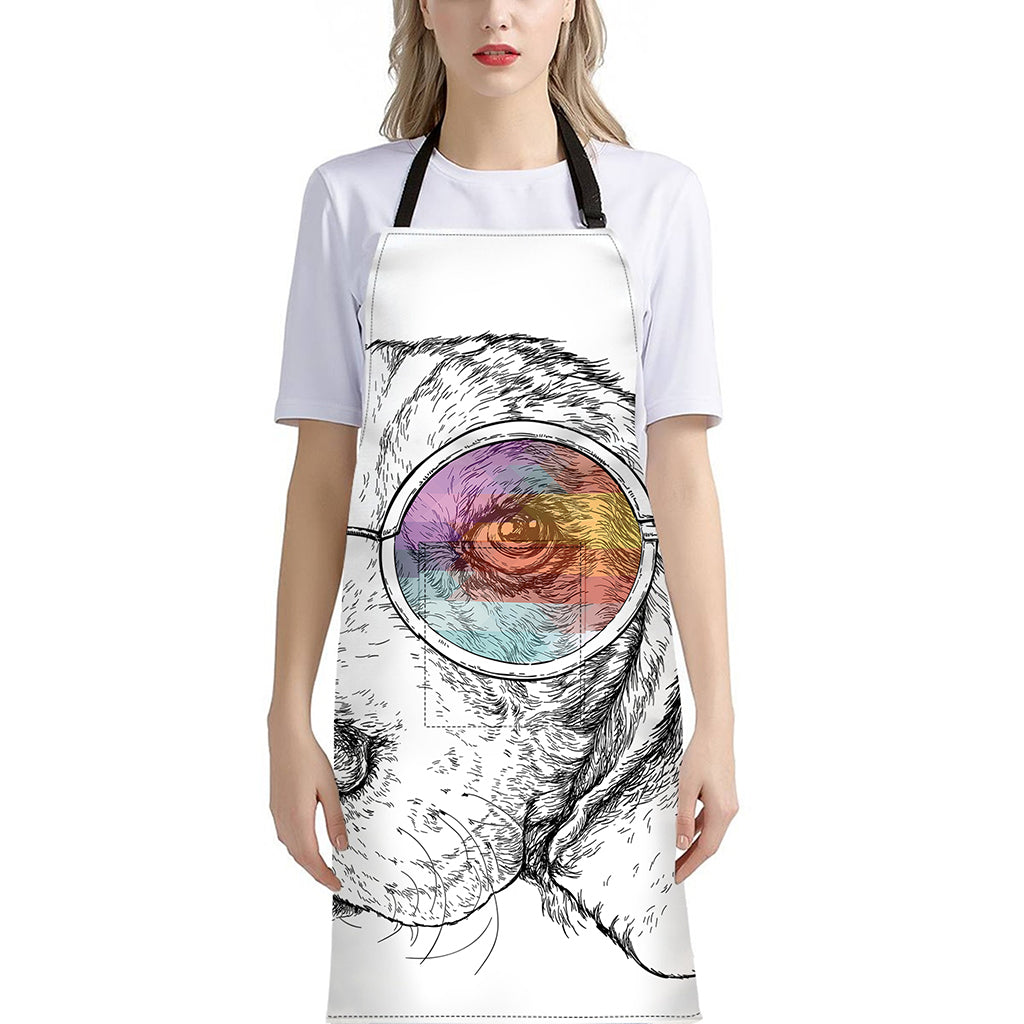 Hipster Beagle With Glasses Print Bib Apron With Pocket
