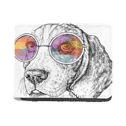 Hipster Beagle With Glasses Print Bifold Wallet