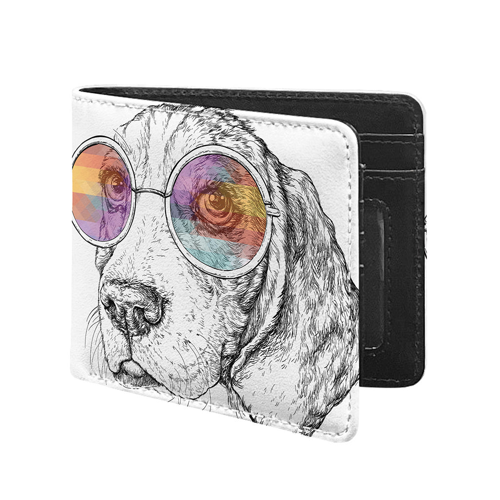 Hipster Beagle With Glasses Print Bifold Wallet