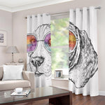 Hipster Beagle With Glasses Print Blackout Grommet Curtains