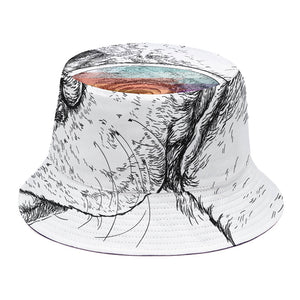 Hipster Beagle With Glasses Print Bucket Hat