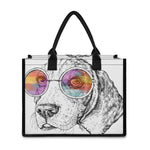 Hipster Beagle With Glasses Print Canvas Tote Bag