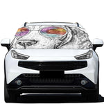 Hipster Beagle With Glasses Print Car Windshield Snow Cover