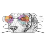 Hipster Beagle With Glasses Print Car Windshield Snow Cover