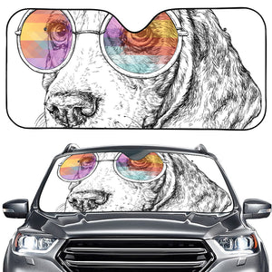 Hipster Beagle With Glasses Print Car Windshield Sun Shade