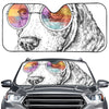 Hipster Beagle With Glasses Print Car Windshield Sun Shade