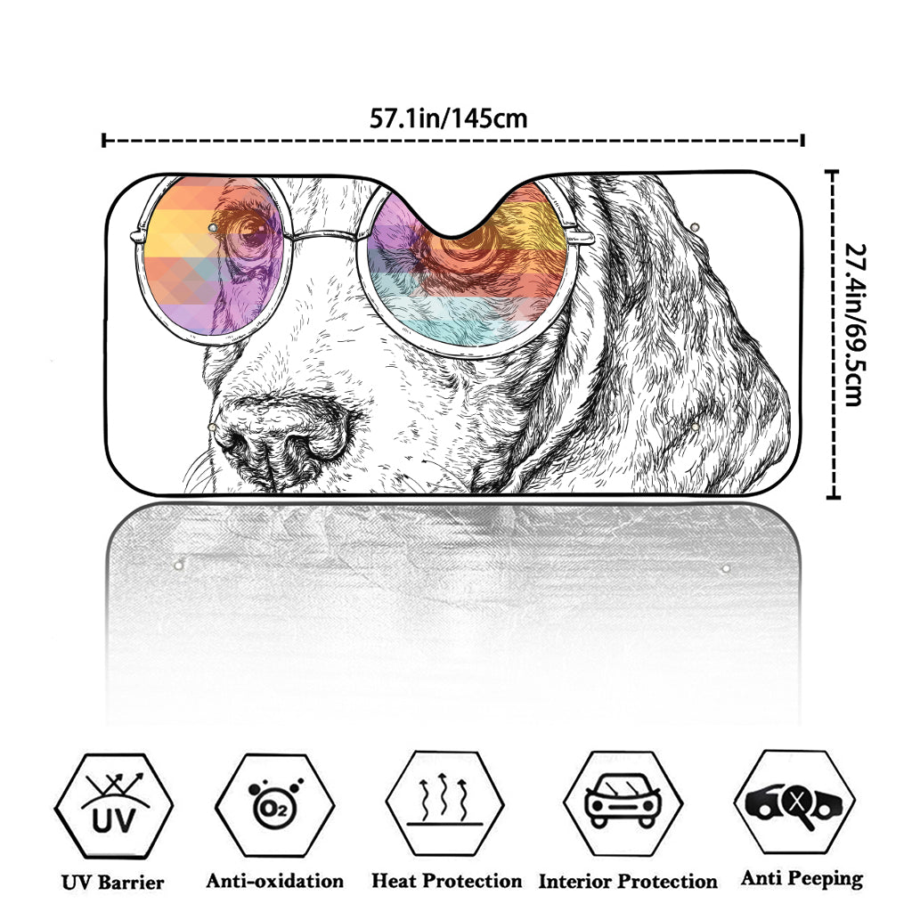 Hipster Beagle With Glasses Print Car Windshield Sun Shade