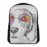 Hipster Beagle With Glasses Print Casual Backpack