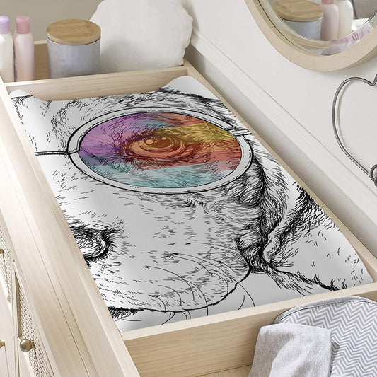 Hipster Beagle With Glasses Print Changing Pad Cover