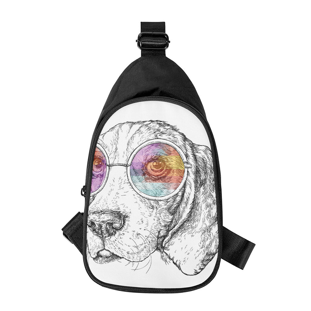 Hipster Beagle With Glasses Print Chest Bag