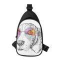 Hipster Beagle With Glasses Print Sling Bag