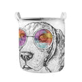 Hipster Beagle With Glasses Print Collapsible Laundry Basket