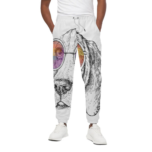 Hipster Beagle With Glasses Print Cotton Pants