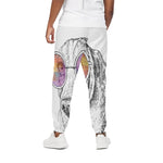 Hipster Beagle With Glasses Print Cotton Pants