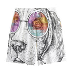 Hipster Beagle With Glasses Print Cotton Shorts