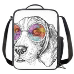 Hipster Beagle With Glasses Print Crossbody Lunch Bag