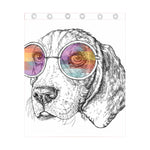 Hipster Beagle With Glasses Print Curtain