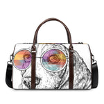Hipster Beagle With Glasses Print Duffle Bag
