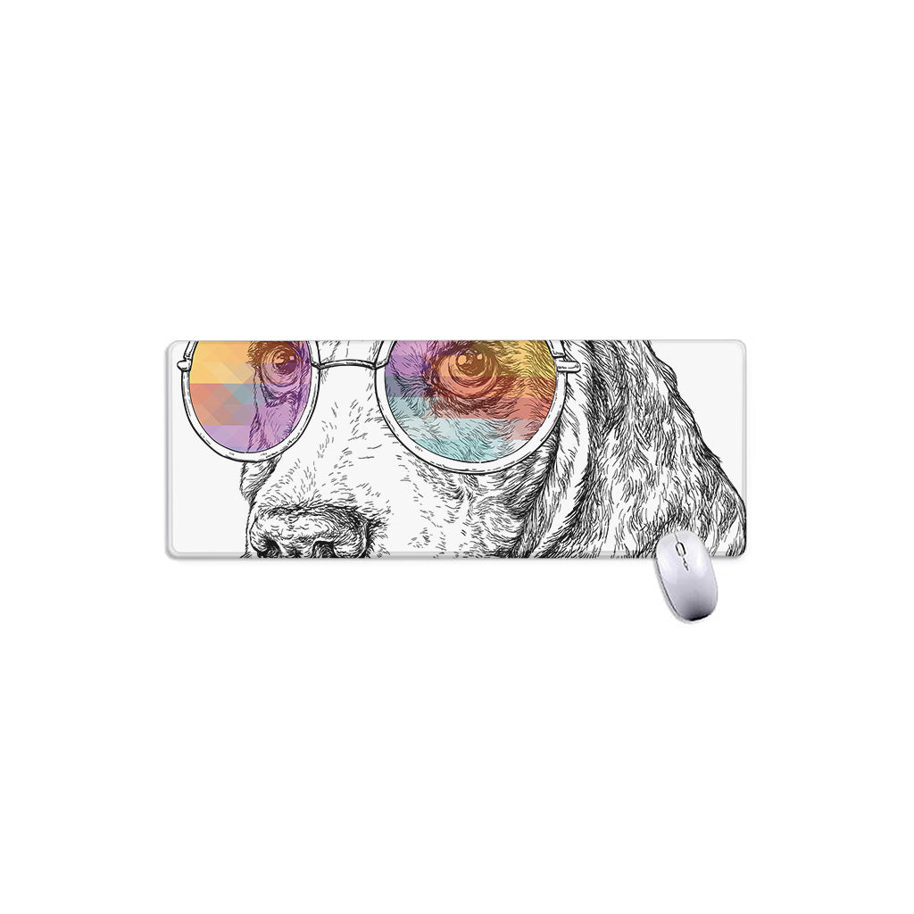 Hipster Beagle With Glasses Print Extended Mouse Pad