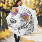 Hipster Beagle With Glasses Print Foldable Umbrella