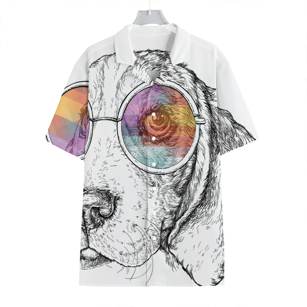 Hipster Beagle With Glasses Print Hawaiian Shirt