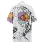 Hipster Beagle With Glasses Print Hawaiian Shirt