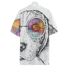 Hipster Beagle With Glasses Print Hawaiian Shirt