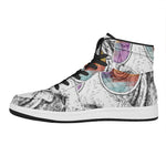 Hipster Beagle With Glasses Print High Top Leather Sneakers