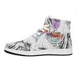 Hipster Beagle With Glasses Print High Top Leather Sneakers