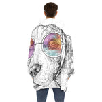 Hipster Beagle With Glasses Print Hoodie Blanket