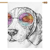 Hipster Beagle With Glasses Print House Flag