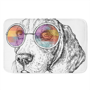 Hipster Beagle With Glasses Print Indoor Door Mat