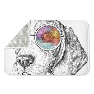 Hipster Beagle With Glasses Print Indoor Door Mat