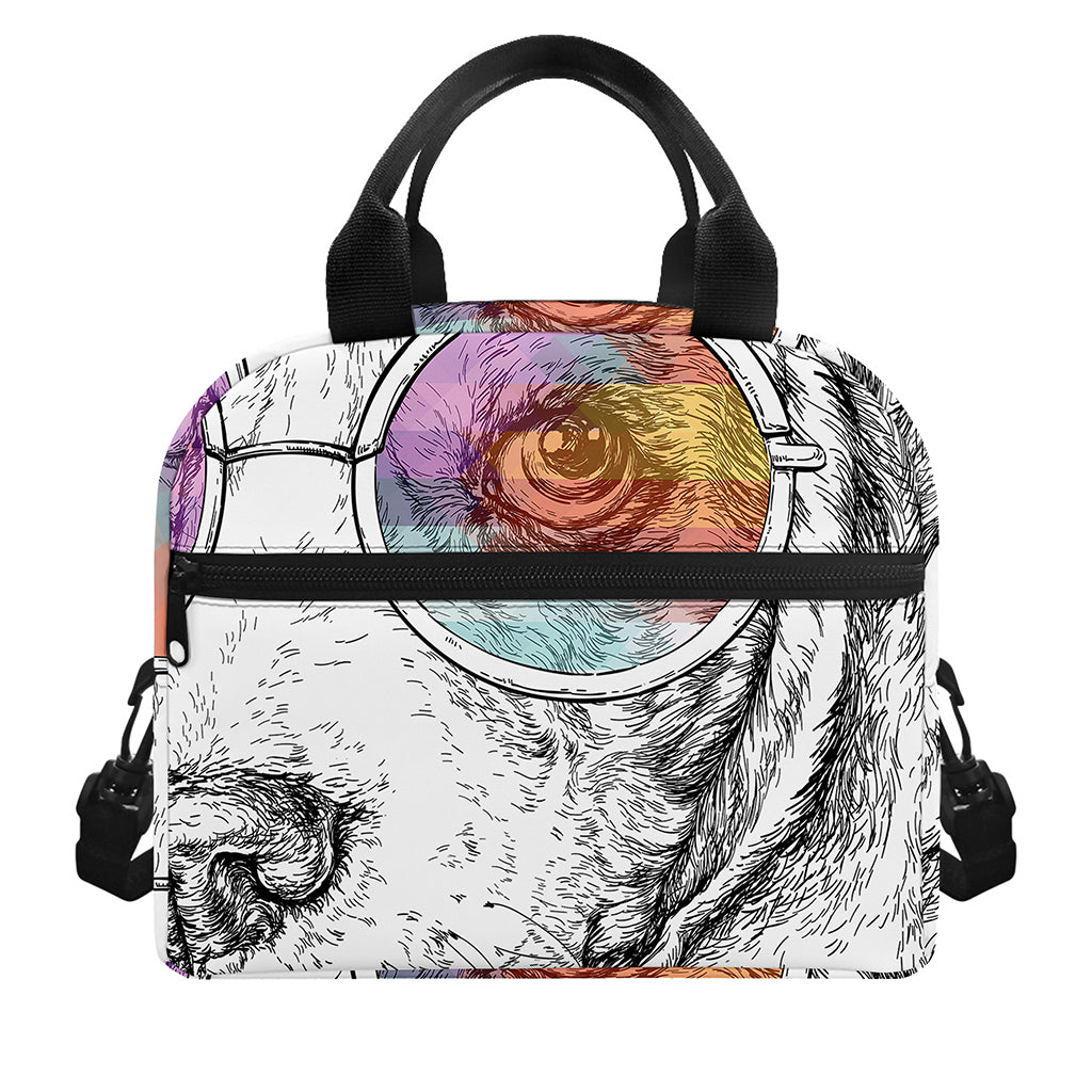 Hipster Beagle With Glasses Print Insulated Lunch Bag