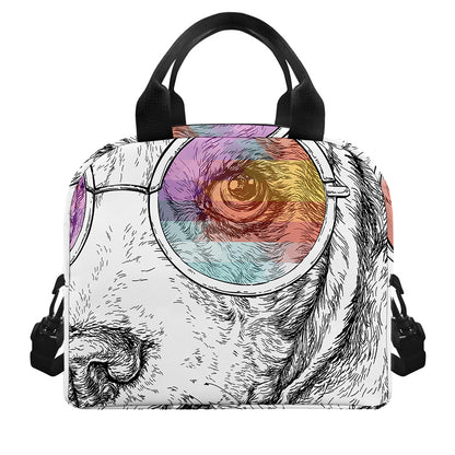 Hipster Beagle With Glasses Print Insulated Lunch Bag