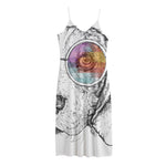 Hipster Beagle With Glasses Print Jersey Midi Cami Dress