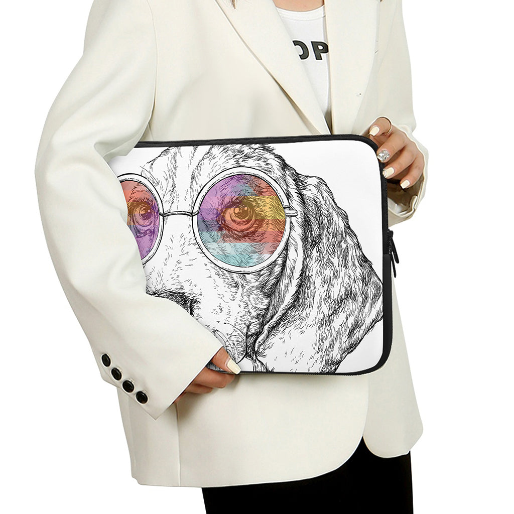 Hipster Beagle With Glasses Print Laptop Sleeve