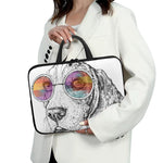 Hipster Beagle With Glasses Print Laptop Sleeve With Handle